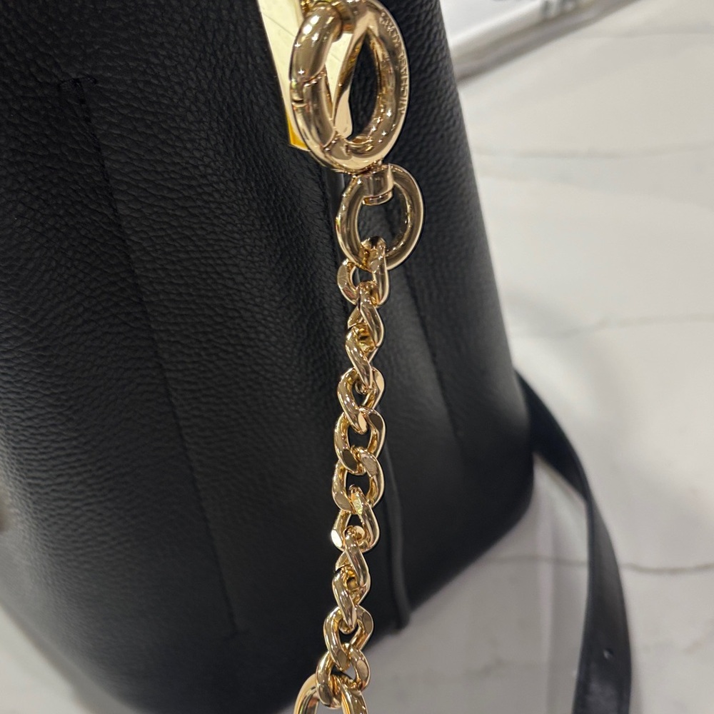 Michael Kors Black Leather Satchel with Gold Hardware - Picture 12 of 17